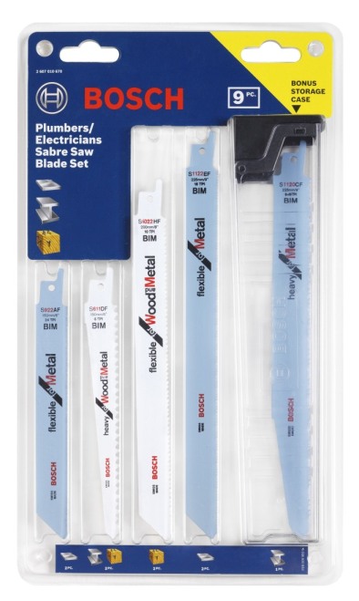 BOSCH SABRE SAW BLADE PLUMBERS & ELECTRICIANS SET WOOD & METAL CUTTING